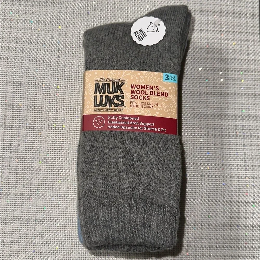 MUL LUKS Two Pack Blue Neutral Tan Brown Wool 6” Socks
